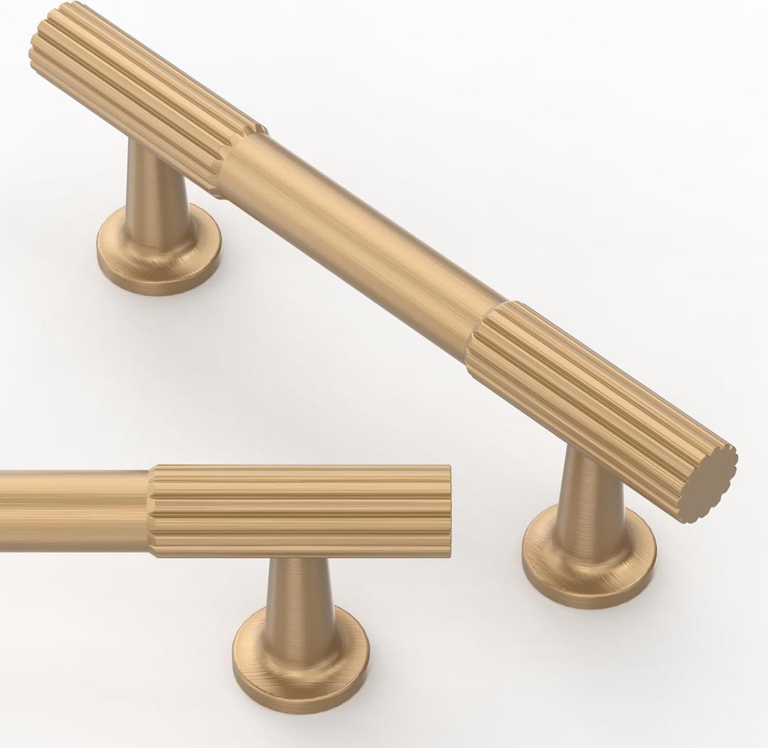 10 Pack Champagne Bronze Cabinet Pulls 3 Inch(76mm) Kitchen Cabinet Handles Solid Zinc Alloy Cabinet Hardware Drawer Pulls (3" Hole Center)