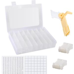 Embroidery Floss Organizer, Cross Stitch Thread Storage Box Tools - Bobbin Winder, 1 Removable 24 Compartments with 40 Hard Plastic Floss Bobbins and Stickers for Craft DIY Embroidery Sewing Storage