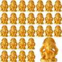 Indian Return Gifts for Pooja Gold Resin Small Elephants Statues Bulk Ganesha Diwali Decor Symbol of Lucky Wealth Prosperity for Diwali Pooja Wedding Housewarming Favor (20 Pcs)