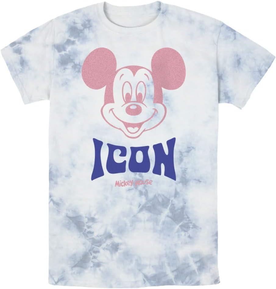 Disney Characters Mickey Icon Young Men's Short Sleeve Tee Shirt (X-Large, White/Blue)