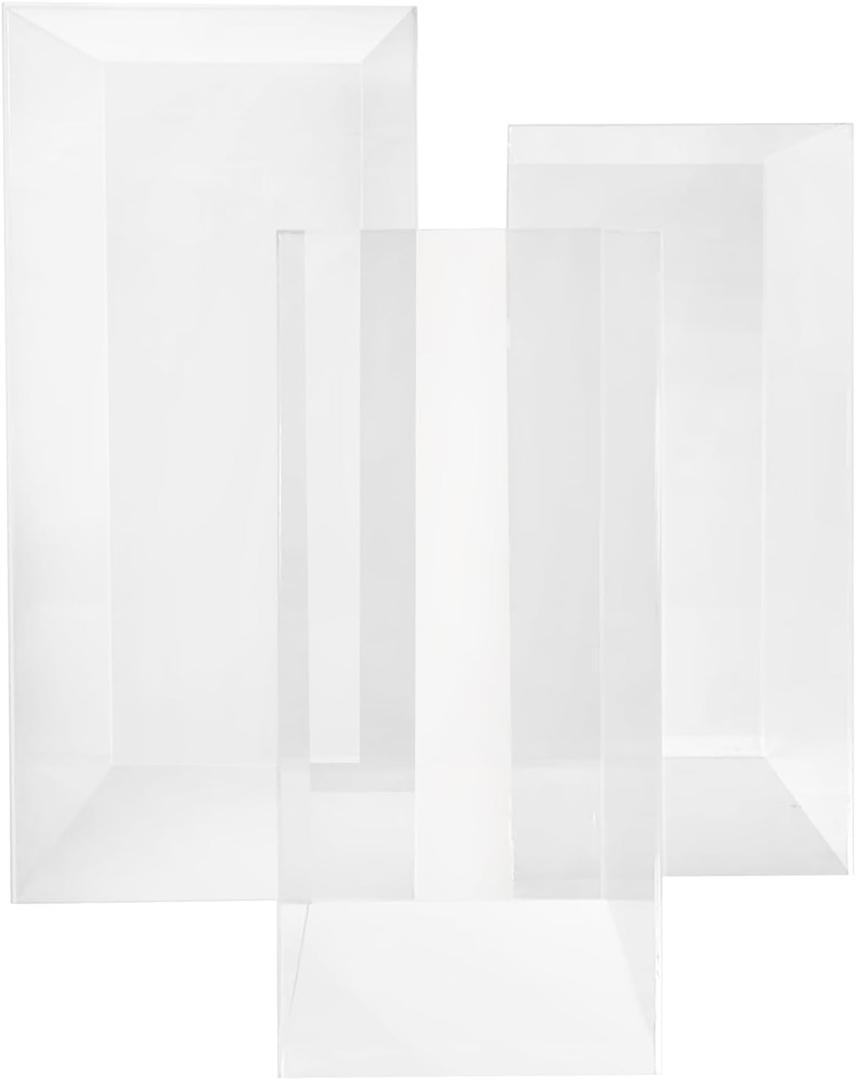 CiaoHER Crystal Clear Acrylic Pedestal Stand for Flower Cake Gift to Decorate Your Wedding Party Event Birthday Gallery (3PCS-extra large)