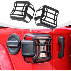 RAZPOY JL Tail Light Covers, ABS Rear Light Lamp Guards Trim Compatible with 2018-2024 Jeep Wrangler JL, Black (Fit for LED Light Version Without Frame)