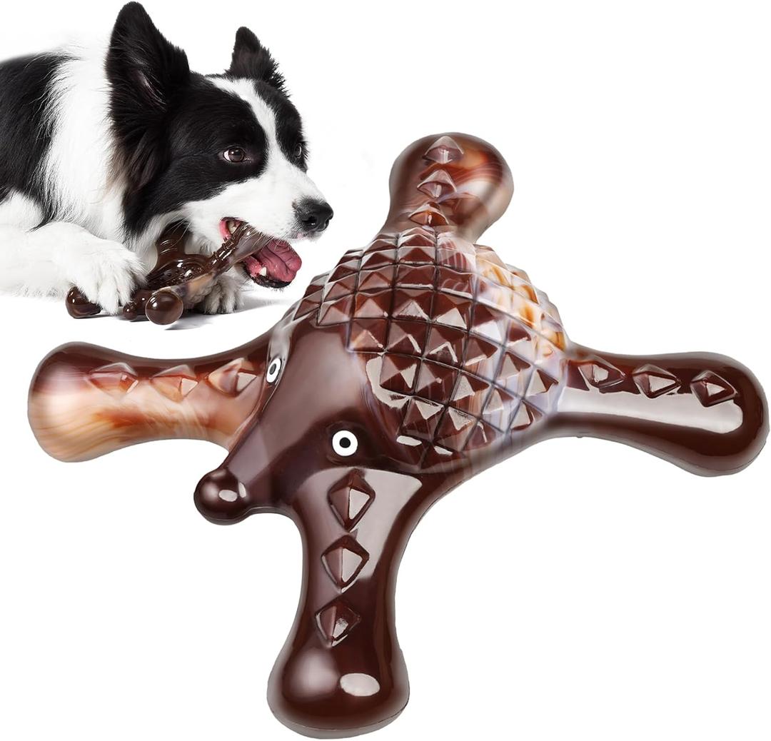 Tough Dog Chew Toy for Aggressive Chewers  Durable Bacon Flavored Nylon Bone for Large Dogs, Fillable Dental Toy for Teething, Indoor Chewing & Crate Training, Boredom Relief Gift (Brown)