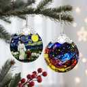 2 x Space Milky Way Stained Glass Ornament  Christmas Ornament, Christmas Tree Decoration & Galaxy Home Decor, Xmas Gift, Housewarming Gift, Gifts for Space Lovers, Friends or Family