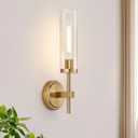 MOKATNG Hardwired Wall Sconces, Brushed Gold Bathroom Sconces with Clear Glass, Modern Wall Light Fixtures for Bathroom Mirror Vanity, Living Room, Bedroom, Hallway, Stairway, Cabinet, Foyer