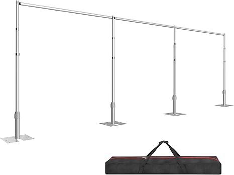 EMART Backdrop Stand Heavy Duty 10ftx30ft, Adjustable Pipe and Drape Photo Background Support Kit, Metal Frame with Flat Base for Wedding Birthday Party Banquet Decorations