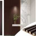 Art3d Slat Wood Wall Paneling for Interior and Ceiling Decoration - Pack of 4pcs + 1pc End-Trim, Size 108 x 5.7in.- Smoked Oak