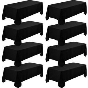 Fivenl 8 Pack Black Tablecloth 60 x 102 Inch, Rectangle Table Clothes for 6 Foot Rectangle Tables Washable Polyester Fabric Table Covers for Wedding Party Reception Banquet Buffet Restaurant