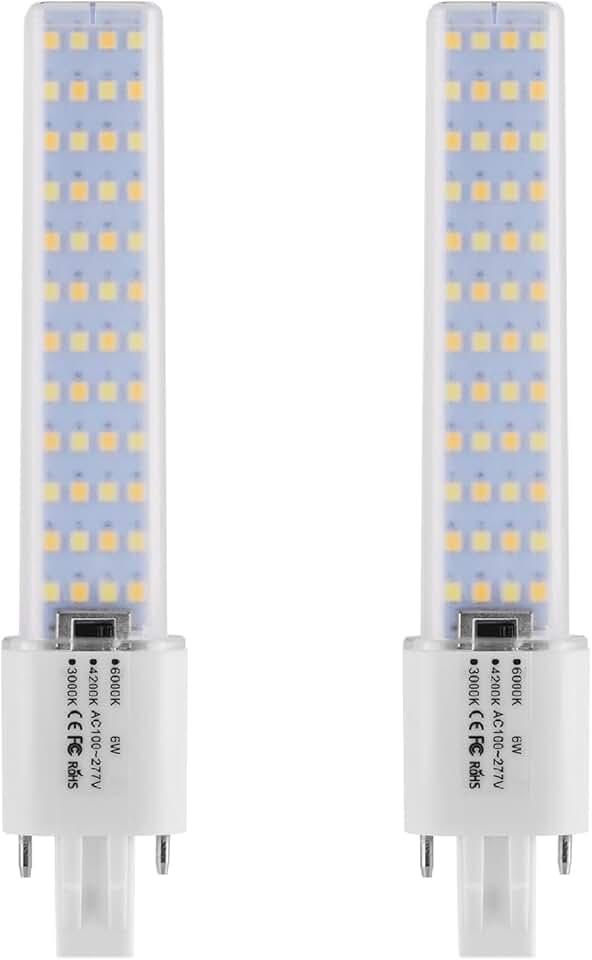 GX23 Base LED Bulbs 13W CFL Equivalent,2-Pin PL Horizontal LED Light,3 Color Selectable Warm White/Nature White/Cool White/ 360° Beam,100–277V Plug-and-Play,CFL Replacement,2 Pack. (GX23)