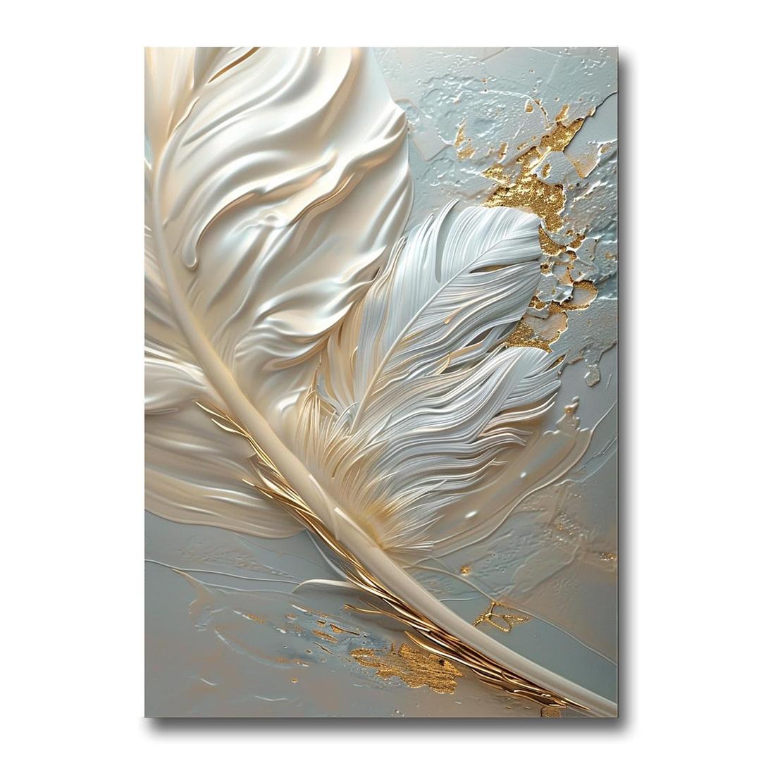 Art Prints, Wall Art Decor, Abstract White Feather print print on Poster, Large Wall Art, Original Textured print, Minimalist Art, Custom Living Room Decor Gift, Wall Art, Decor