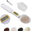 Electronic Weighing Spoon, 0.1-500g White Digital Food Measuring Scoop Spoon Scale High Precision Gram Measuring Spoons for Powder Tea Ingredients Food Coffee Spice