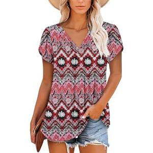 ONLYSHE Womens Summer Shirts and Blouses Casual Short Sleeve Tunic Tops V Neck Loose Fit 3XL