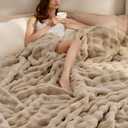 Bedsure Fluffy Bubble Faux Fur King Blanket, 104"x90", Beige