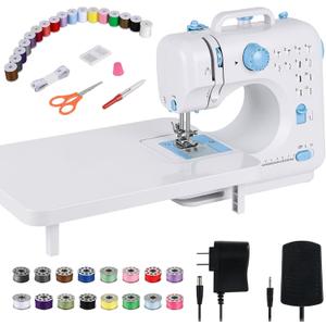 Mini Sewing Machine for Beginners & Kids with Extension Table, Portable | 12 Built-in Stitch Patterns, 2-Speed Foot Pedal, Upgrade Sewing Kit, Perfect for Teaching Daughter & Grandaughter to Sew