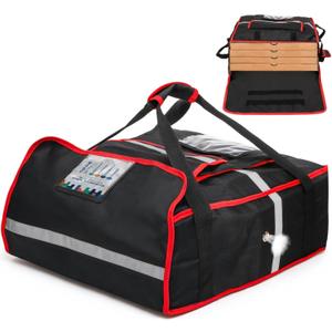 Insulated Pizza Delivery Bag, 20''L x 20''W x 8''H Professional Thermal Pizza Warmer Bags, Large Heavy Duty Pizza Carrier, Hot Cold Food Delivery Bag for Delivery Bike, Camping