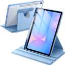JETech Rotating Case for Samsung Galaxy Tab S10 FE Plus/S10 FE+ 13.1-Inch with S Pen Holder, 360 Degree Rotation Protective Stand Cover Clear Back, Auto Wake/Sleep (Blue)