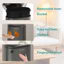 Bathroom Trash Can with Step Pedal,1.3 Gallon Oval Bedroom Waste Basket with Soft-Close Lid & Removable Inner Bucket,Stainless Steel garbage cans for Bathroom,Bedroom,Living Room(Volcanic Gray)