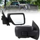 Right Passenger Side Mirror Fits 2021-2025 Ford F150 With Power Folding Heated Blind Spot Turn Signal Puddle Light Temperature Sensor Memory Camera Matte Black Replace#ML3Z17682FF5YGY(18+1Pins)