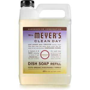 MRS. MEYER'S CLEAN DAY Liquid Dish Soap Refill, Biodegradable Formula, Compassion Flower, Packaging May Vary, 48 fl. oz