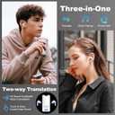 R'hllor AI Translation Earbuds Real Time,Wireless Bluetooth,144 Languages,Real-Time Bidirectional Voice Translation Compatible,with iOS/Android,80-Hour Battery Life,Perfect for Travel & Business