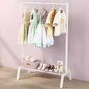 Kids Clothing Rack, Metal Dress Up Storage, Kids Costume Rack with Storage Shelf, Toddler Clothing Rack Organizer, White