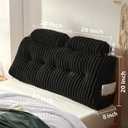 Rycwola Faux Fur Headboard Pillow with 2 Pack Neck Roll Pillow Large Headboard Pillow Soft and Supportive with Removable Cover (Black, Queen)