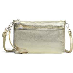befen Genuine Leather Wristlet Clutch Wallet Purses with RFID Blocking, Small Crossbody Bags Shoulder Handbag for Women (Gold)