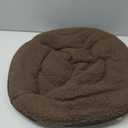 Etna Folding Pet Cozy Chair - Portable Round Fold Out Elevated Cat Bed - Brown Fleece Top Cushion - Papasan Chair for Small Dogs