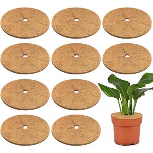 Legigo 10pcs Coconut Fiber Mulch Ring Tree Plant Protector Mat, 11.8 Inch Natural Coco Coir Tree Protection Ring Plant Pot Soil Cover, Tree Rings Disc Plant Cover for Indoor Outdoor Plants,Landscaping