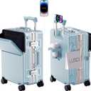 Hard Shell Luggage 20 Inch Travel Luggage, Carry-On Luggage Spinner TSA with Lid, PC+ABS Aluminum Frame，Lightweight Travel Luggage 20'' 24'' 26''Carry-On (upgraded blue, 24 inch)