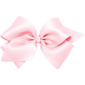 Wee Ones Girls' French Satin Hair Bow with a Knot Wrap Center, No-Slip Hair Clip, Handmade