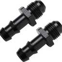 6AN Male Flare to 3/8 Hose Barb Straight Fitting Adapter Aluminum Black 2PCS