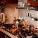 30"x30" Stainless Steel Stove Backsplash Range Backsplash with Shelf & Knife Holder Kitchen Wall Splash Guard with Pre-Drilled for Easy Installation & Easy Clean