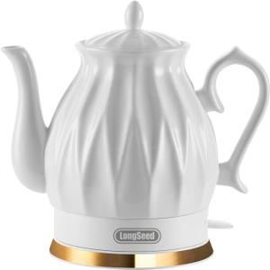 Ceramic Electric Kettle, 1.5L/1200W Boil Water Quickly and Easily with Boil-Dry Protection Auto Shut Off, Detachable Swivel Base, Diamond Cut Glazed