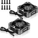 2 Pack 35mm RC Motor Cooling Fan 21000RPM 8.4V Aluminum ESC Motor Cooling Fan Heatsink for RC Car 1/8 1/10 Scale 3650,3660,540,550 Brushless Motor (Black Silver)
