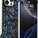 AIGOMARA Slim Frameless for iPhone 16 Pro Max Case with Screen Protector, Luxury Opalescent Pearl Minimalist Borderless Phone Case for Women Girls, Ultra-Thin Hard Shockproof Case Cover, Abalone