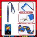 Liliaafar 4 Pcs Hero Badge Reel Supplies Colored Hero and City Badge Holder Reel Lanyard ID Card Holder with Lanyard for Students Teachers Nurses Office Workers