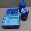 Lunch Box Set with Bento Box Container, 17OZ Stainless Steel Food Soup Thermo, Kids Water Bottle & Portable Insulated Lunch Bag  Leakproof, Hot/Cold Retention for School, Travel(Blue)