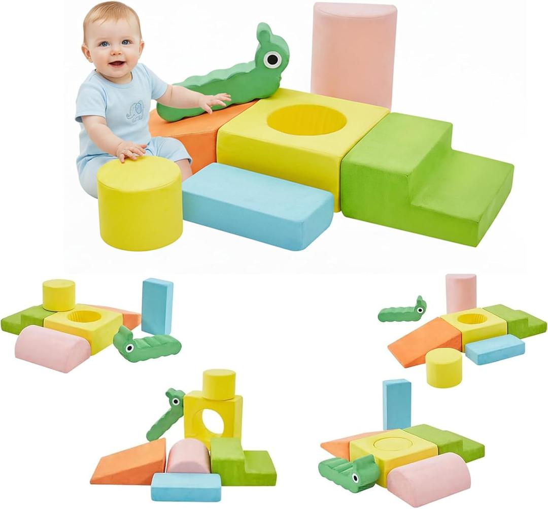 Climbing Toys for 1-3 Year Old,Toddler Climbing Toys Indoor, Baby Climbing Blocks, 7-Piece Soft Foam Climbing Blocks Set,Toddler Playtime Corner Climber Foam Play Gym for Climbing Crawling and Sliding