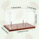 Clear Acrylic Football Display Case with Wood Base & Tee, Memorabilia Stand Cube Holder, Dust Protection Transparent Storage Box for Single Ball Souvenir Football Collections