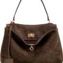 Genuine Leather Purse for Women: Suede Leather Tote Bag - Fashion Ladies Shoulder Handbag for Travel (Large) (Coffee)