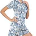 FKEEP Women's Tennis Golf Dress Outfits Athletic Workout Dress with Shorts and Pocket Sport Dresses (Blue Flowers, S)