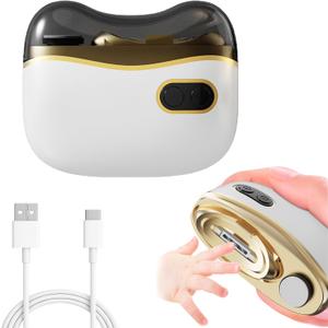 Electric Automatic Nail Clipper, Nail Clippers with Light Electric Nail Trimmer 2 Speeds Safe Automatic Nail Clipper Debris Clipping Storage, Suitable for Children, Adults, and The Elderly (White)