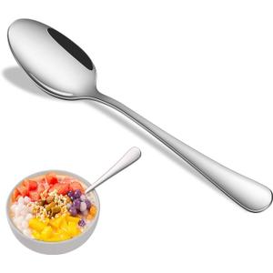 16-Piece 7.3 Inches Dinner Spoons,Stainless Steel Soup Spoons,Dishwasher Safe Tablespoon,Durable Silver Table Spoon Set For Restaurant,Hotel