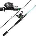 Kilitn Fishing Rod and Reel Combo, Green Color Baitcasting Combo Baitcast Reel, 2-Piece Baitcaster Rod, Durable Fiberglass with Comfortable EVA Handle