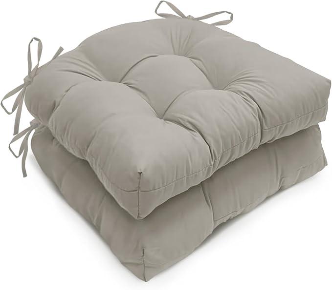 Waterproof Outdoor Chair Cushions U-Shaped, Grey
Thick Tufted Seat Cushions, Adjustable Ties for Garden Chairs, Patio Furniture, 19x19x4.5 Inches