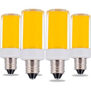 E11 Dimmable LED Bulb, 2700K Soft Warm White Light, T4 120V 4W 500 Lumens, Flicker-Free, Replacement for 40W Halogen Bulbs, Suitable for Chandeliers, Vanity Lights, and Home Lighting (Pack of 4)