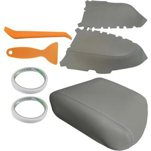 MOTOALL Gray Center Console Lid Front Door Panels Armrest Cover for Honda Pilot 2009-15