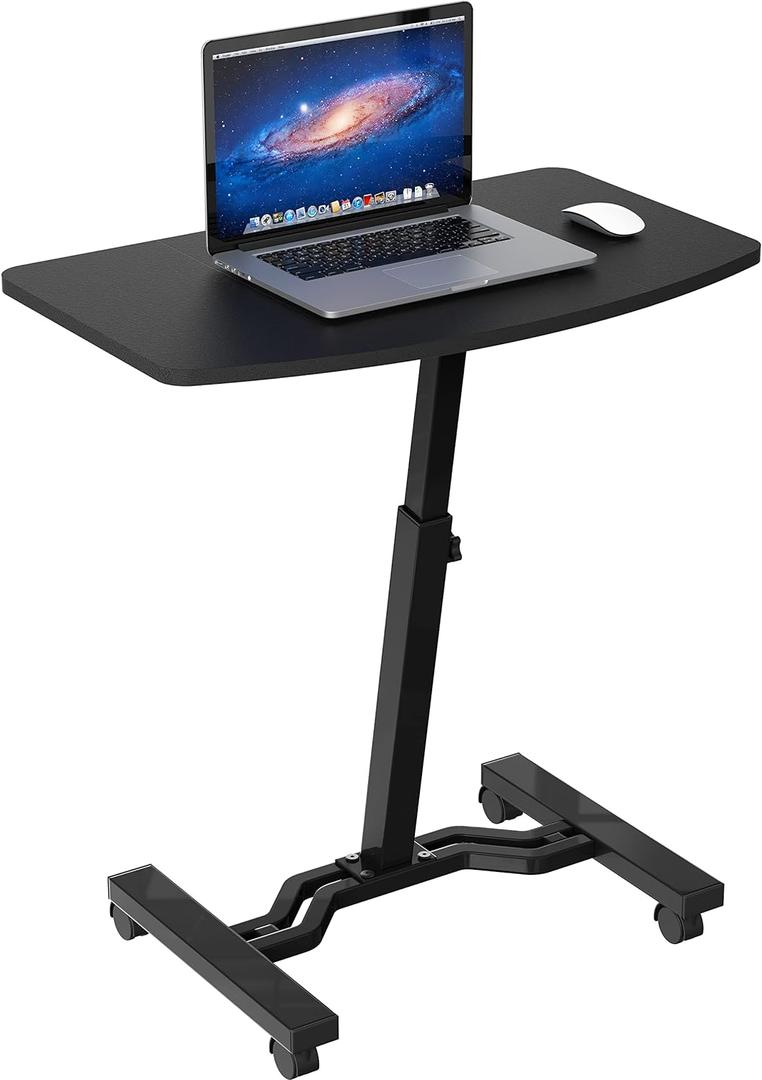 SHW Mobile Height Adjustable Laptop Rolling Cart with Height Adjustment from 28" to 33", Black (Standard - 15'' x 25'')
