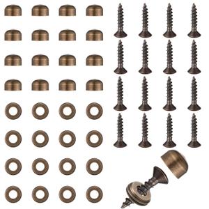 Brass Screws, Decorative Screws with Caps, 16 Pcs Self Tapping Bronze Screw 9mm Mirror Screw Cover for Furniture Fixing (Bronze)